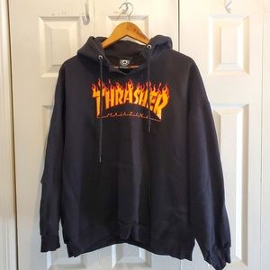 Thrasher Magazine Flame Logo Black Hoodie, L